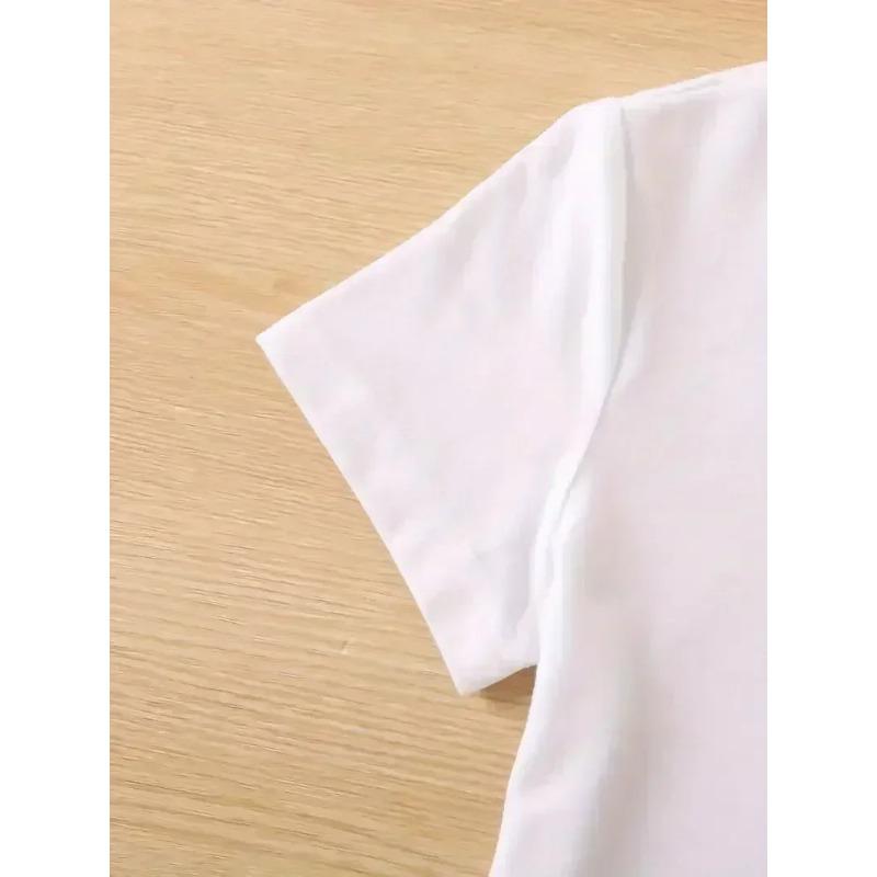 Fashion Bonjour Paris Text Print Short Sleeve Printed T Shirt  Casual Clothing Women's T-Shirt Graphic Clothing Top Tee