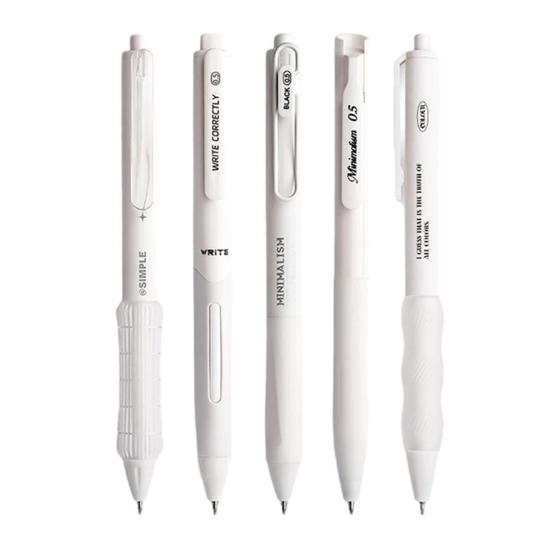 

5Pcs Retractable Gel Pen Quick Drying Gel Pen Exmas Gel Pen Christmas Party Supply for Student Children Game Reward белый