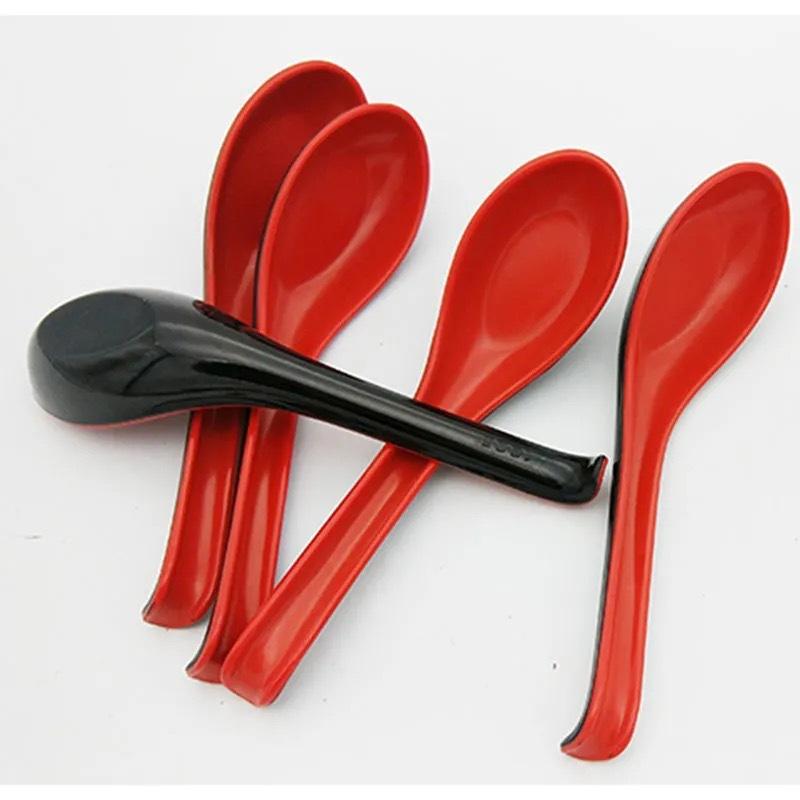 Imitation Porcelain Long Handled Plastic Soup Spoon, Restaurant Small Spoon