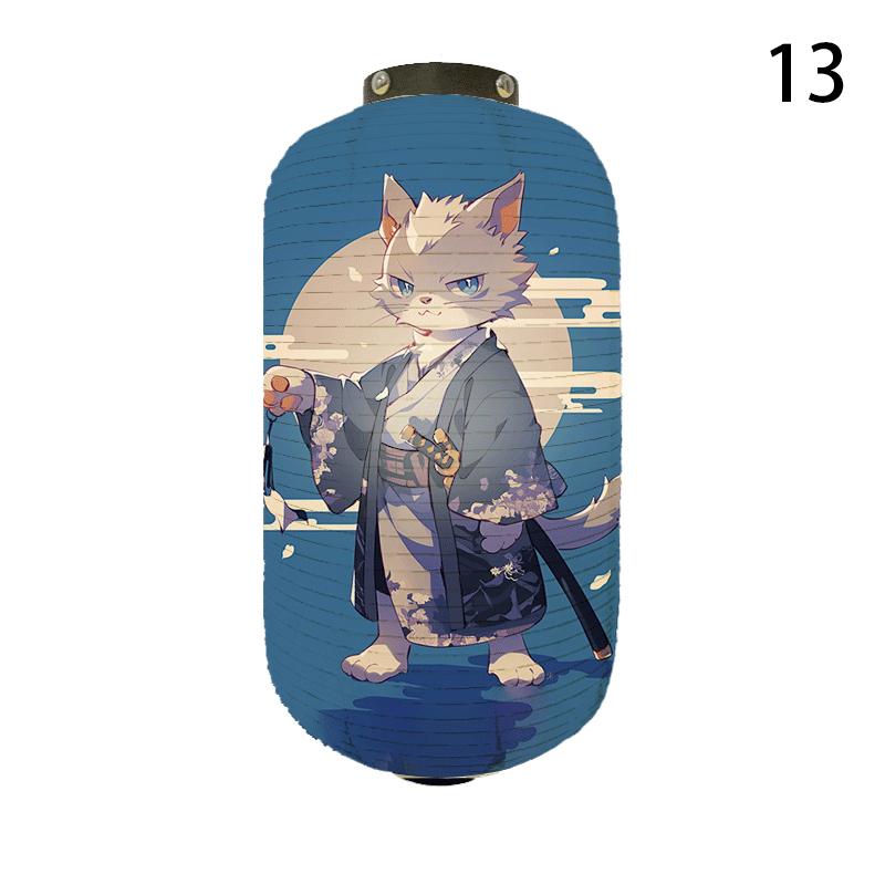 20x35cm Japanese Kimono Samurai Cat Art Pattern Lantern Restaurant Izakaya Cuisine Decor Advertising Sign Ukiyo-e Cloth Lanterns