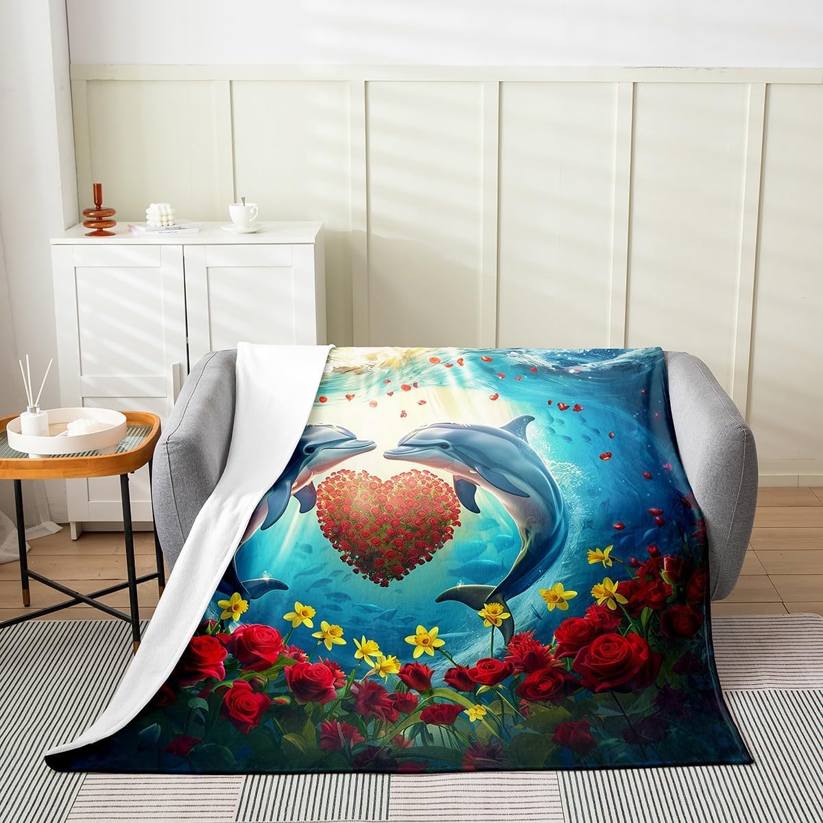 

GUOYU Blanket Japanese Style Blanket White Black Crane Throw Blanket Cherry Blossoms Fleece Twin Geometric Plaid Fuzzy Blanket All 75x100cm (30x40inch)