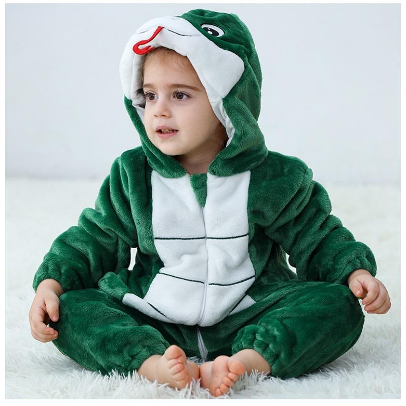 Infant and Toddler Flannel Animal Jumpsuit, Children's Climbing Suit, Baby Cartoon Style Performance Suit