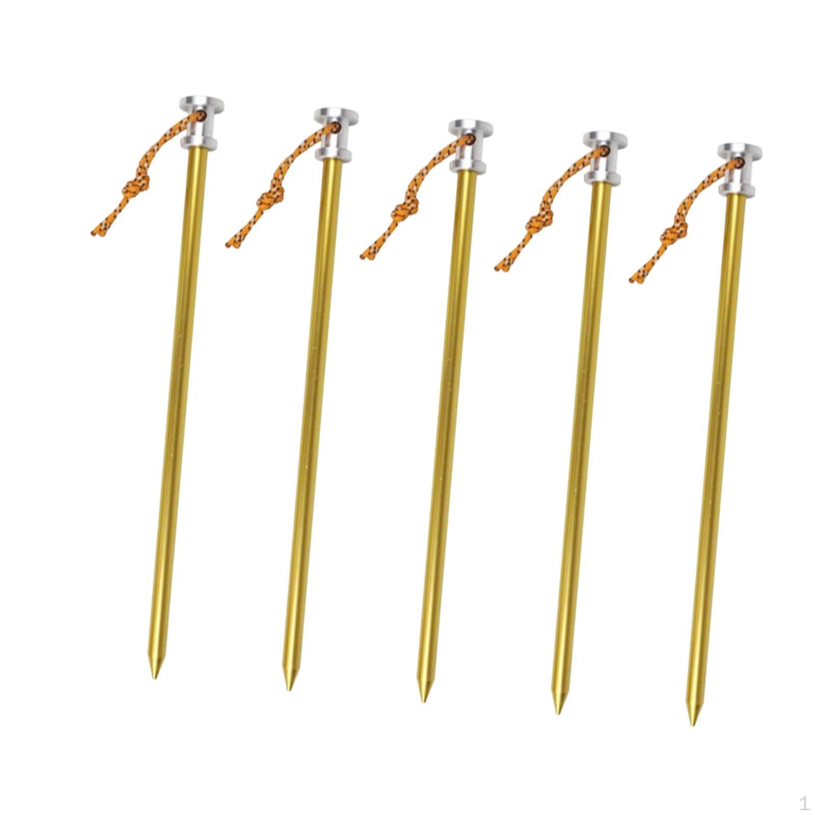 

5 шт. ввинчиваемых колышков для палаток, заземляемых с помощью веревочных гвоздей, анкеров, сверлимых золотистый