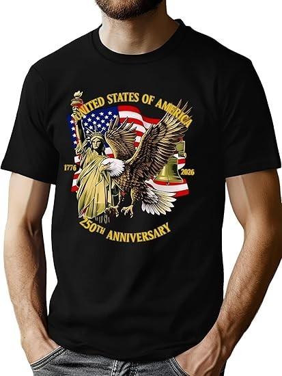 USA 250th Anniversary T-Shirt Liberty Statue Eagle 1776-2026 Design S разноцветный