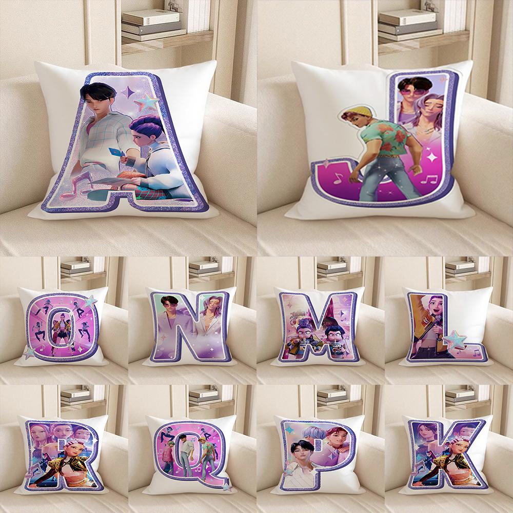 KPop Demon Hunters anime Style 26 letters popular Character Pillowcase fashion Home Decoration Items