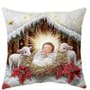 Short Plush Material Pillowcasechristmas Nativity Scene Pillowcases: Baby Jesus With Mary, Joseph, Cows, And Lambs Sofa Room Cus