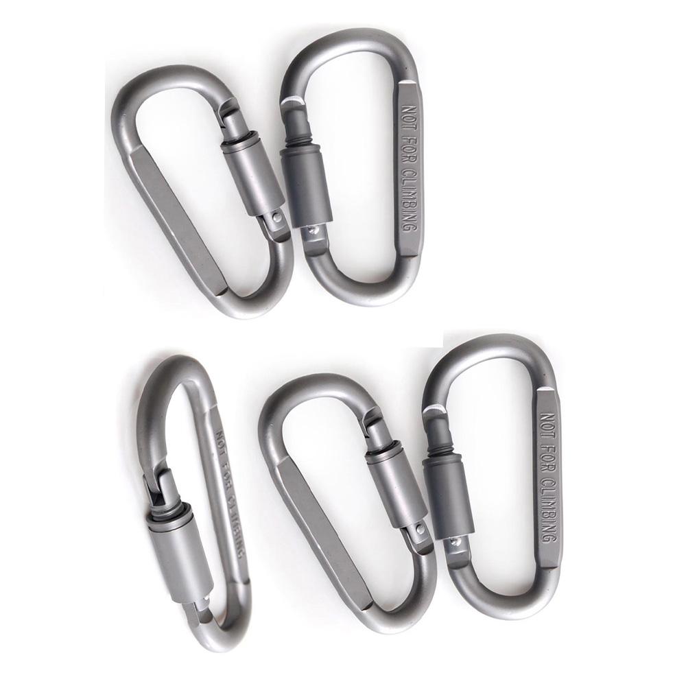 5Pcs Aluminum Alloy D Shape Carabiner Screw Lock Bottle Hook Buckle Hanging Padlock Key Chain Camping Hiking