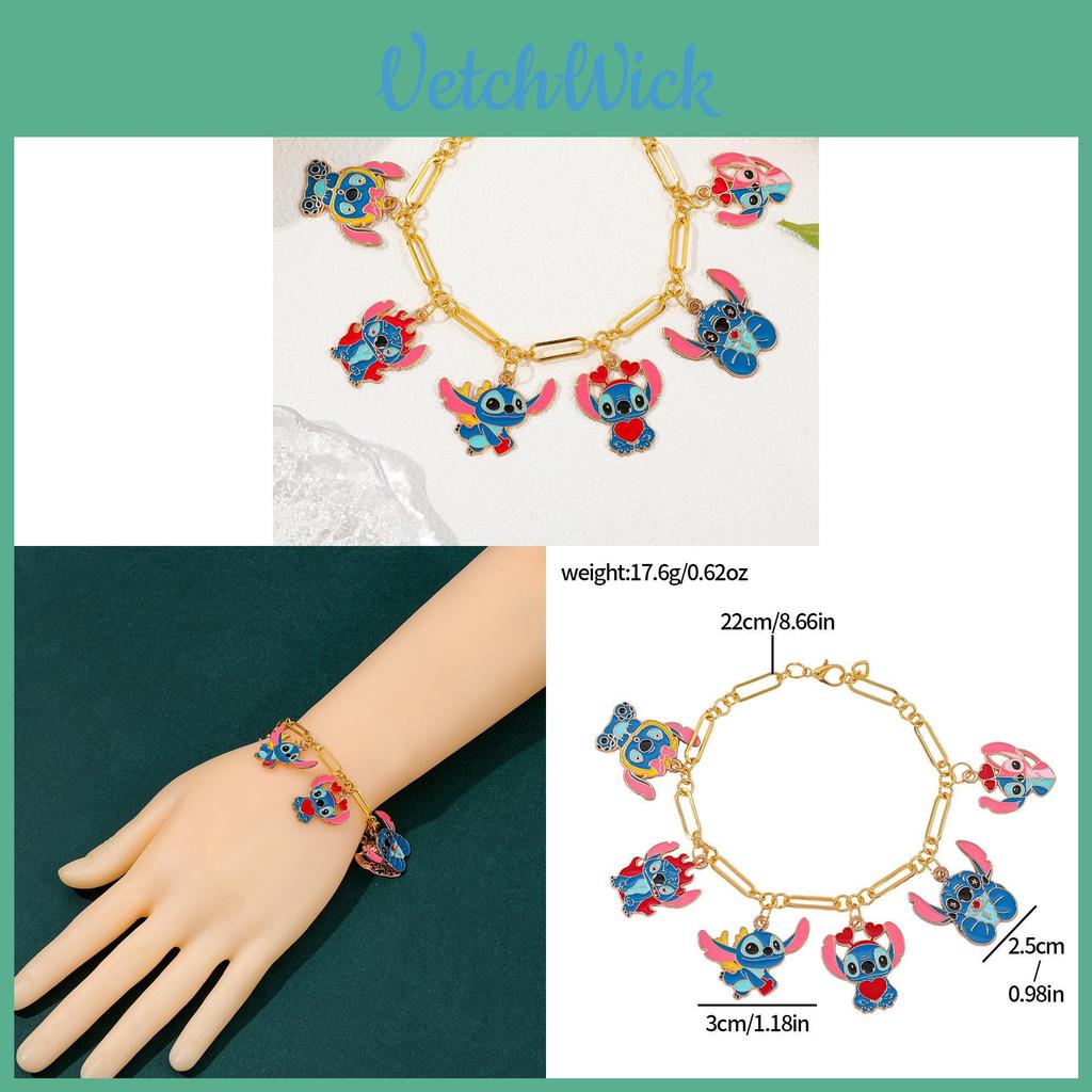 Stitch Cartoon Charm Bracelet For Girls With Zinc Alloy Finish Perfect For Friendship Gift