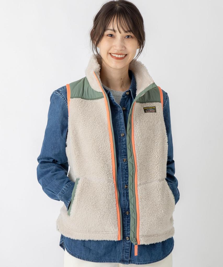 LL Bean Bean Sherpa Fleece US Lead 1000184457 Women's Vest, Fit, Petite, Medium, Gray,