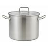 Bestco 24cm Satin Echoes Stockpot, Lightweight and Visible, Stainless Steel with Glass Lid, Induction Compatible, ND-6346