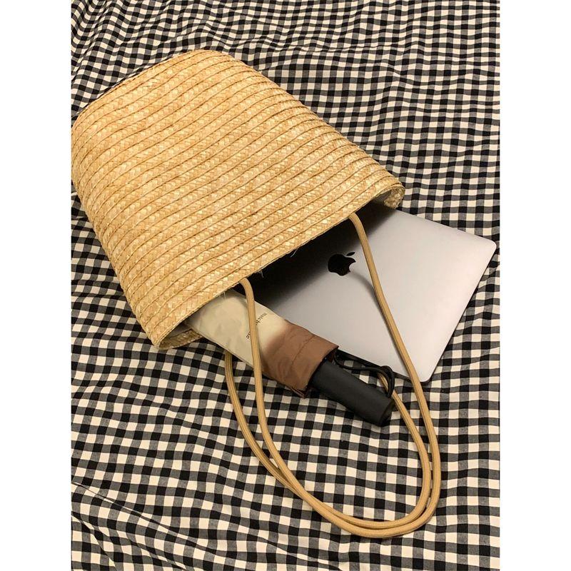 

Летняя сумка 2025 Новое поступление Большая вместимость Плетеная сумка Пляжная сумка для отпуска Легче всего сочетать Соломенная сумка Модная женская сумка через плечо Khaki