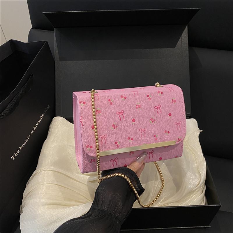 

Popular fashion versatile chain bag women s new bow simple shoulder messenger bag розовый