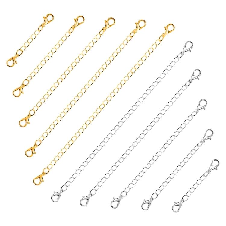 10Pcs Chain Extenders Jewelry Delicate Choker Extender Tail Chain Double Clasp