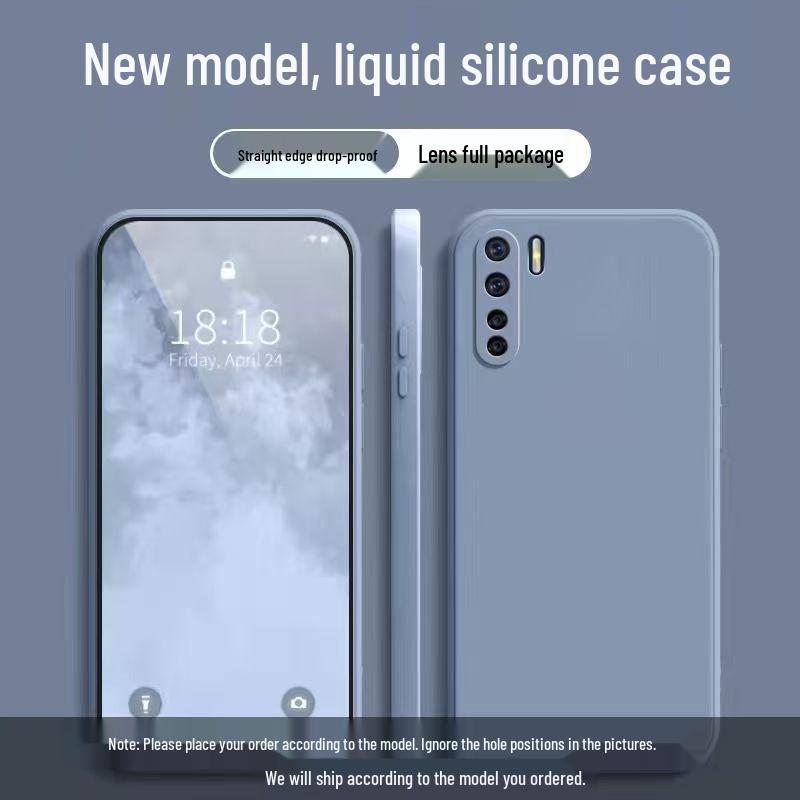 OPPO A91 Simple Solid Color Liquid Full Coverage Phone Case with Drop Protection - New Model