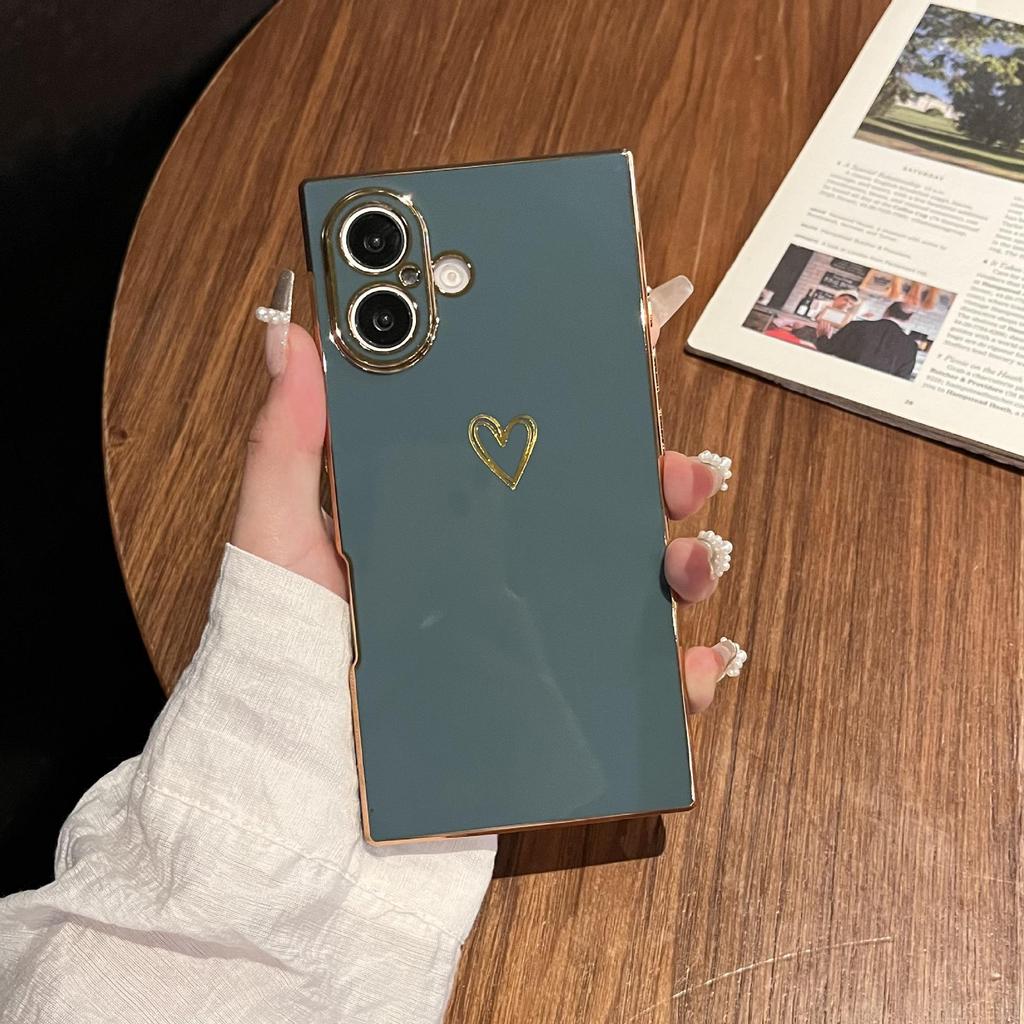 Universal Electroplated Heart Phone Case for iPhone 13/14/15/16 Pro Max - Anti-fall, Soft Shell.