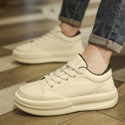Modne sznurowane męskie buty codzienne do chodzenia, pasujące do wszystkiego, wygodne męskie sneakersy, gruba podeszwa, buty do skateboardingu, nowe męskie skórzane modne płaskie buty męskie
