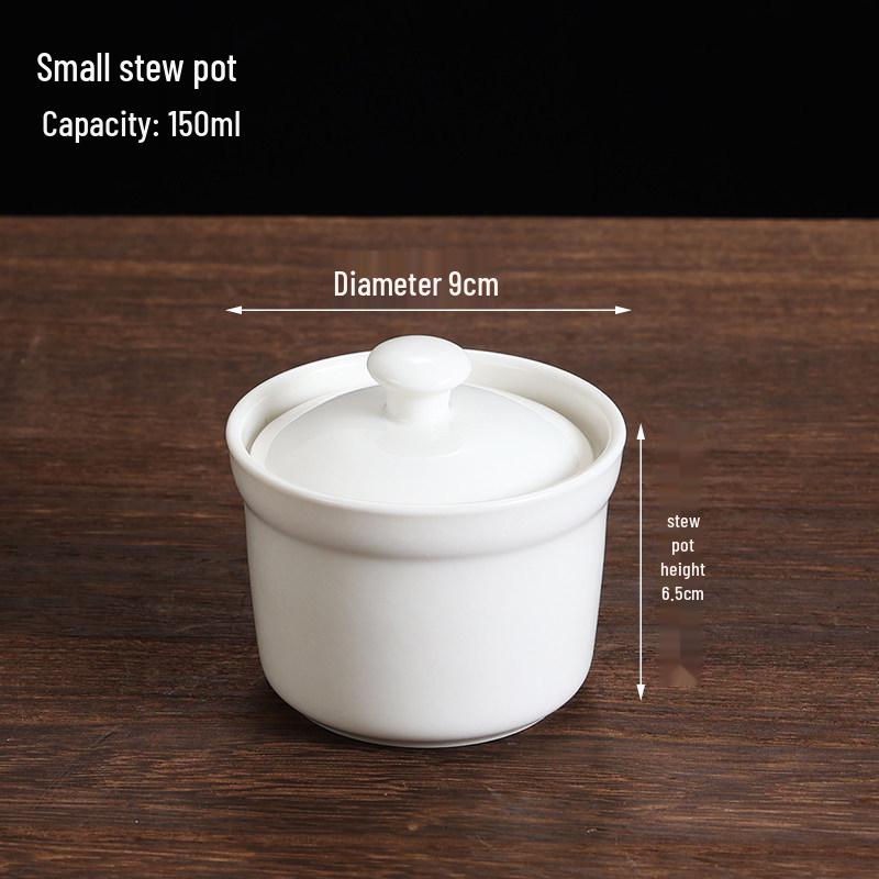 Keramik-Doppelkessel-Schmortopf mit Deckel für Suppe, Vogelnest und gedämpfte Eier