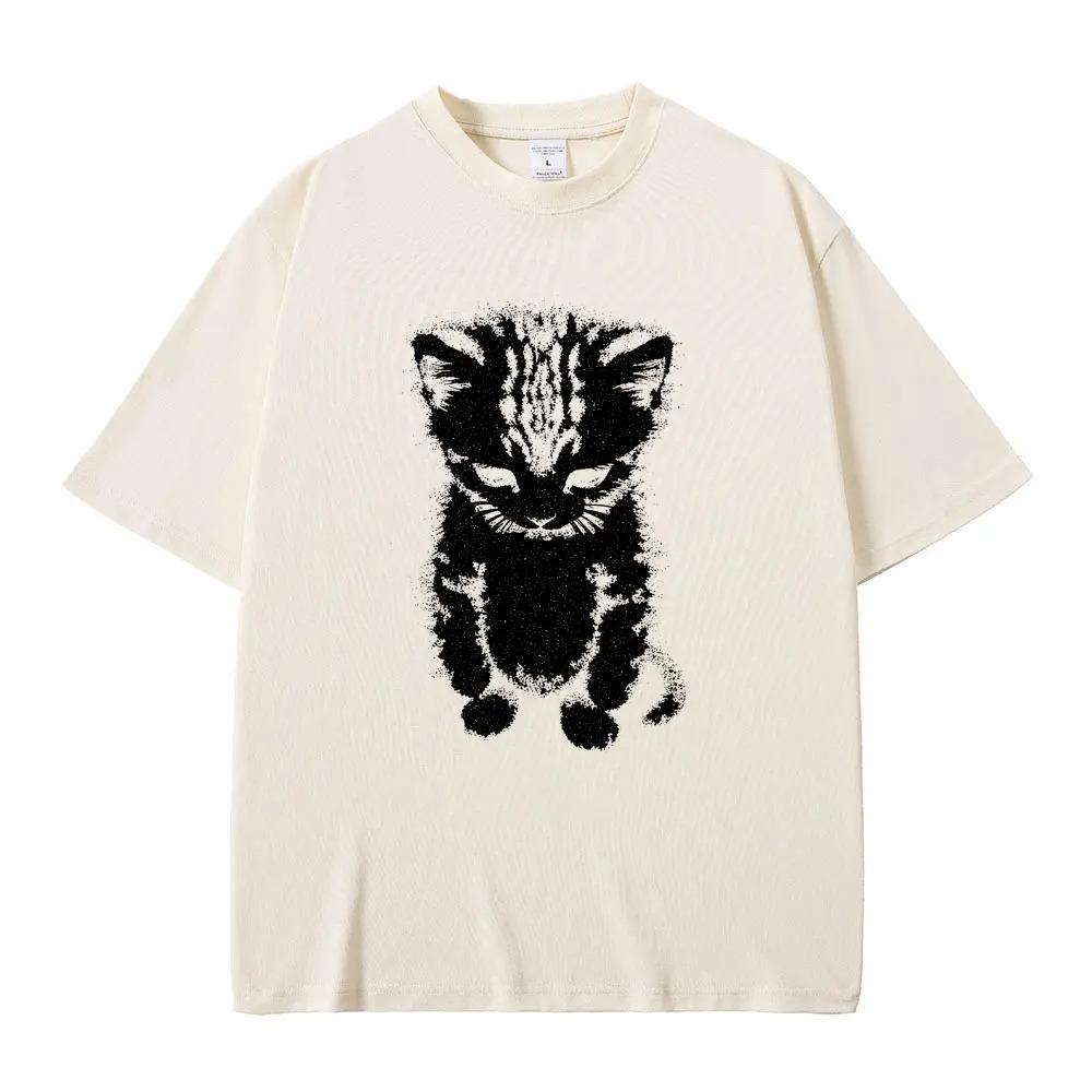 El Gato Sad Crying Cat Funny Meme Graphic TShirt  Unisex Mens Casual Humorous Vintage Oversized Cotton Short Sleeve Tshirts