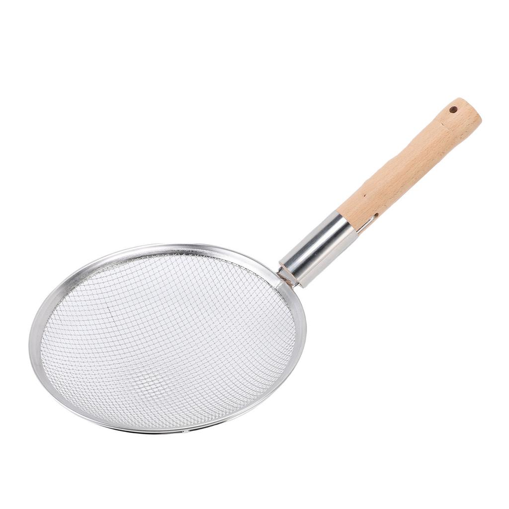 Schiumarola Cucchiaio Acciaio Inossidabile Rete Fine Colino per Alimenti Cucchiaio Filtro con Manico in Legno Multiuso per Cucina di Casa