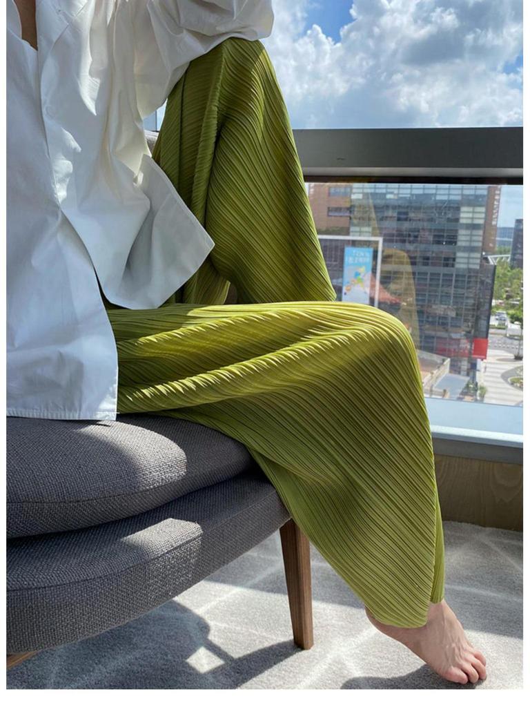 Damen High-Waist Plissee Weitbein Hose: 2025 Sommer Retro-Stil