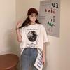 New Summer Korean Version of Short-sleeved T-shirt for Women Round Neck Loose Student Mid-length Women's Tops
