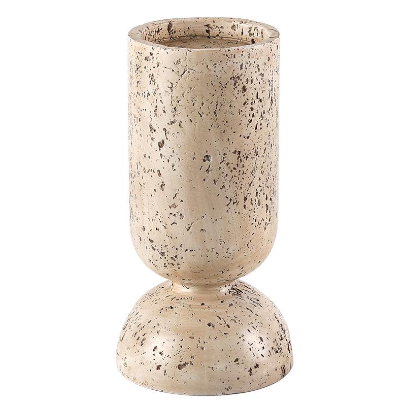 Wabi-Sabi Imitation Travertine Marble Candlestick for Tea Room & Desktop Decor