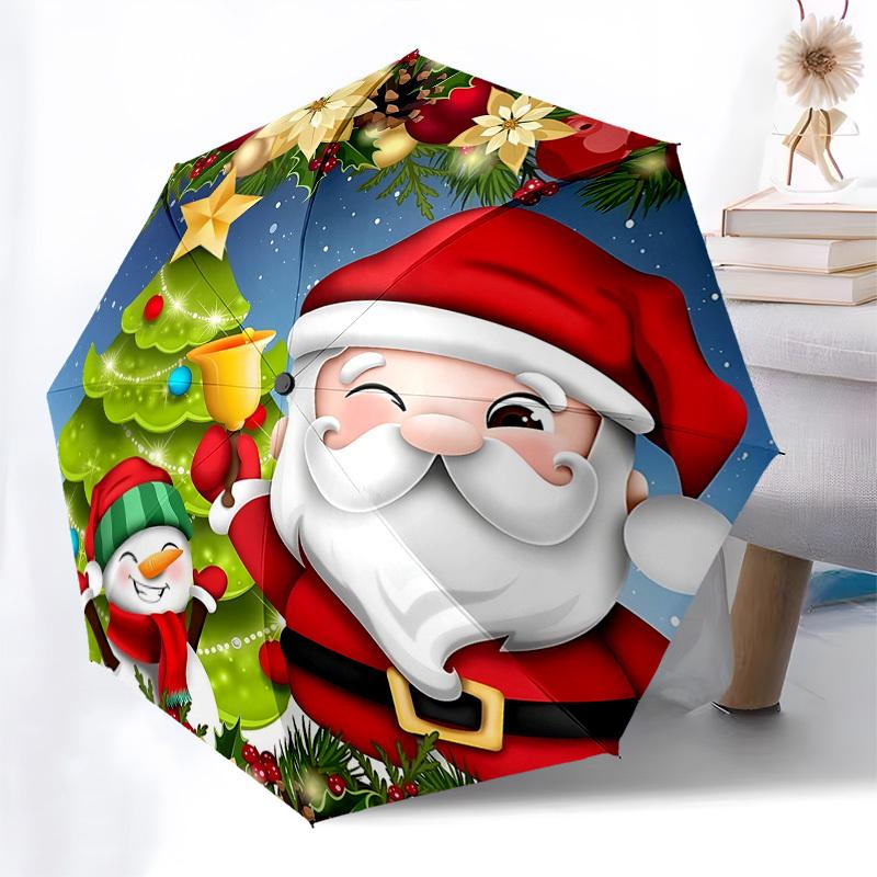 

1pc Colorful Lotus Mandala Automatic Folding Umbrella, Portable 3-Fold Design, 8-Rib Iron Frame Outdoor Umbrella, Perfect Festival Gift for Fans, Trav