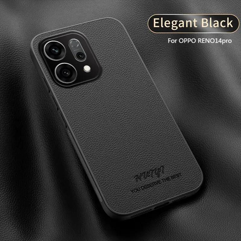 

Роскошный деловой магнитный чехол из ПУ+ТПУ кожи для OPPO Reno 14 F Pro 13 12 11 Pro F 5G, матовый, противоударная защита, чехол для телефона For OPPO Reno12F чёрный