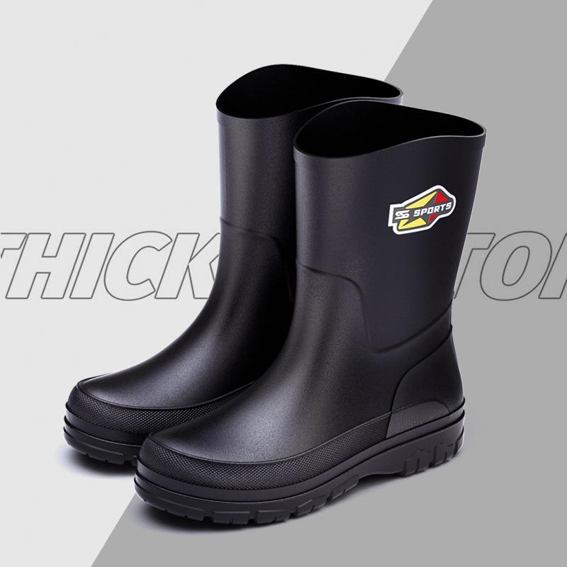 British trend men's rain shoes new medium tube men's water boots outdoor rainy day wading shoes fishing water shoes rubber shoes