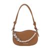 Street Style Pu Shoulder Bag With Pearl Chain For Daily Fashion