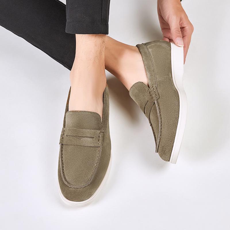 Men's British-Style Suede Nubuck Loafers - Slip-On Casual Shoes