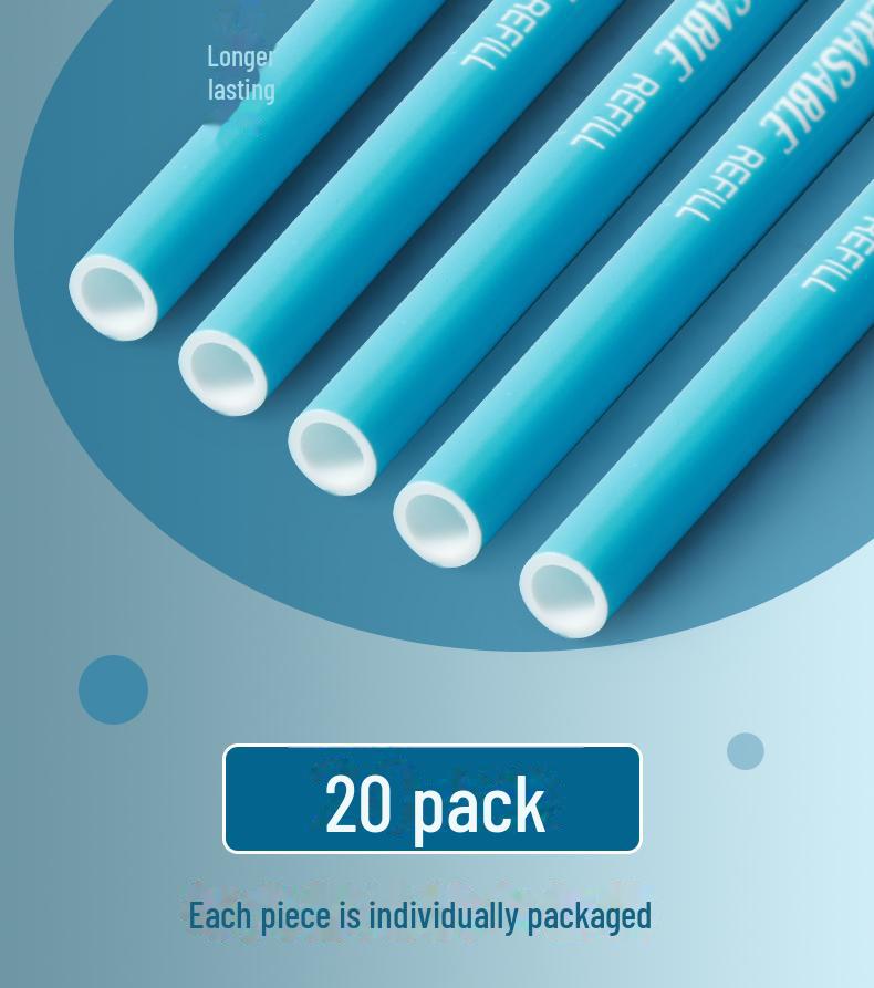 Morning Glory 7701 Varmeslettbar Gelpenn Påfyll - 0,5 mm Svart/Krystallblå med Magisk Viskelær