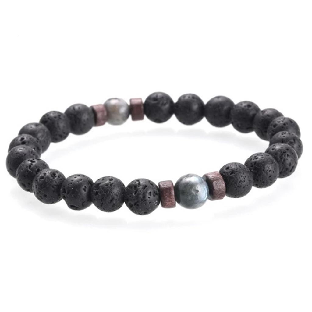 Men's Bracelet Natural Volcanic Stone Moon Diffuser Lava Beads For Essential Oils