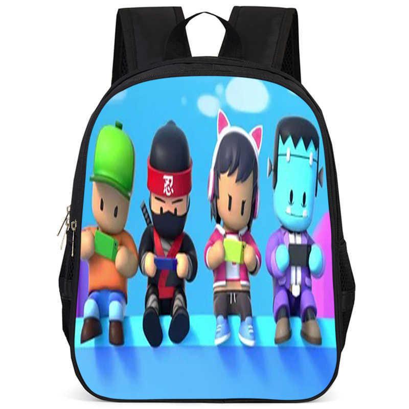 Stylish Stumble Guys Game Print Backpack Durable Oxford Cloth School Bag For Kids