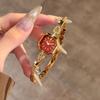 GEDI New Luxury Watches For Woman Red Dial Square Women'S Quartz Wrist Watch Elegant Gold Bracelet Fashionable Wristwatch