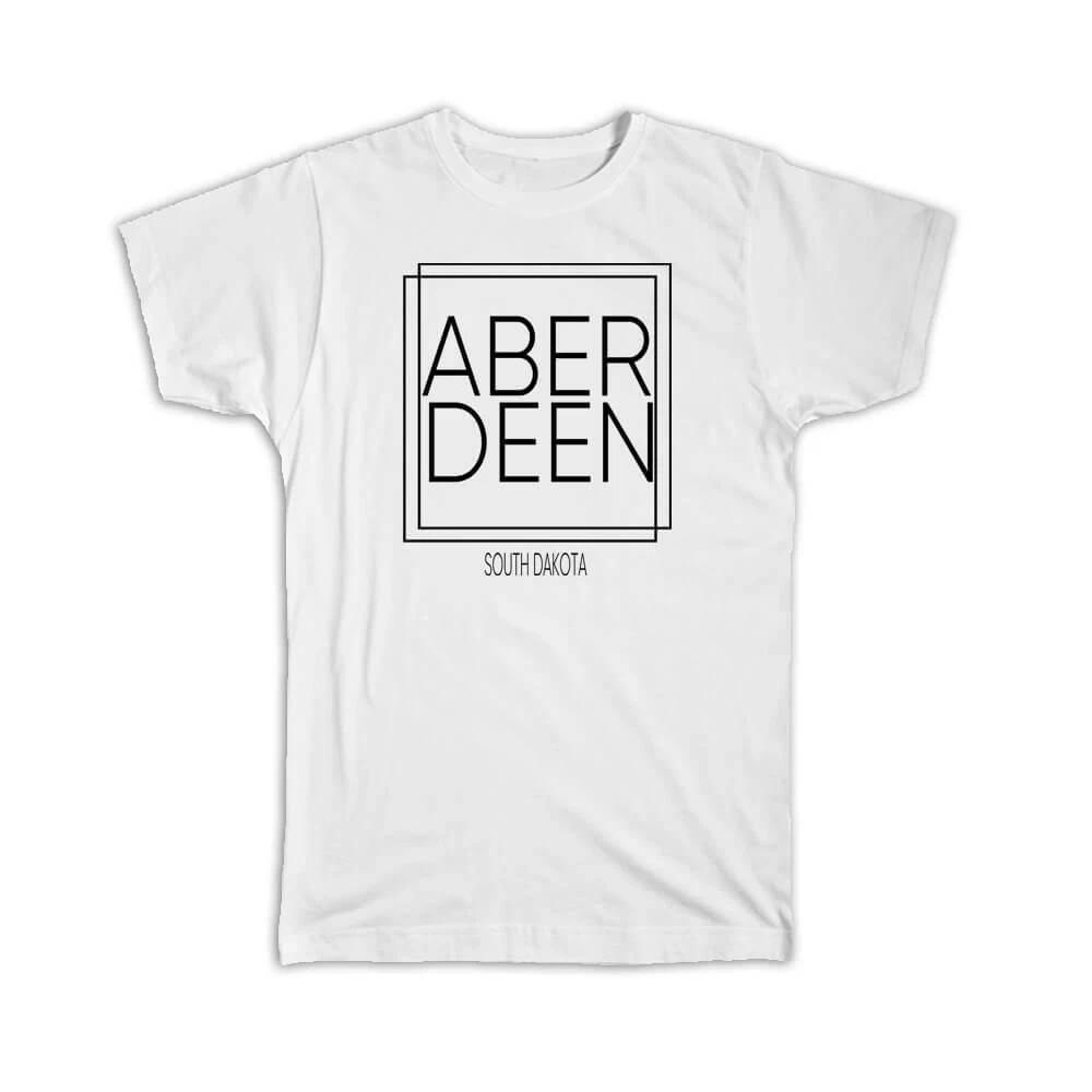Gift T-Shirt : ABERDEEN South Dakota Square Modern Minimalist Font S