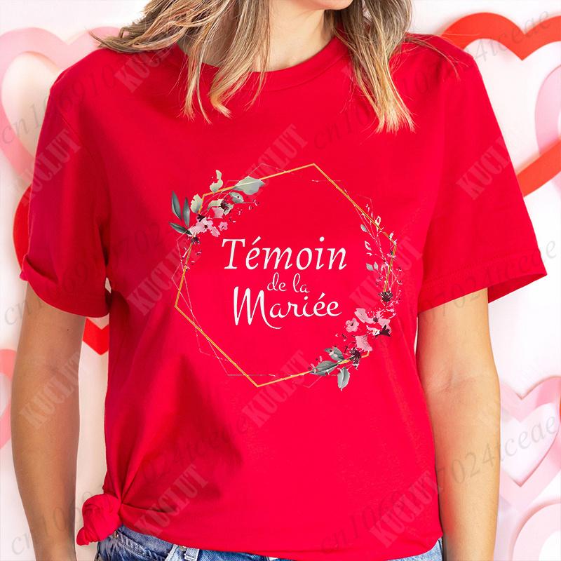 Französisches Junggesellinnenabschieds-T-Shirt, EVJF-T-Shirt für die zukünftige Braut, Braut-Hochzeits-Top, Team-Braut, Blumenkranz, Brautjungfern-T-Shirts