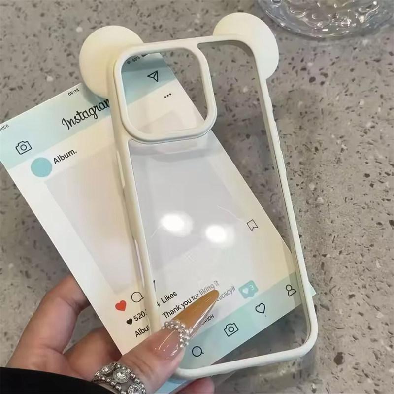 

Милый Простой Чехол для Телефона с Кошачьими Ушками для iPhone 17 16 15 14 13 12 Pro Max Plus Противоударный Прозрачный Мягкий Силиконовый Чехол-Накладка iPhone 17 Pro белый