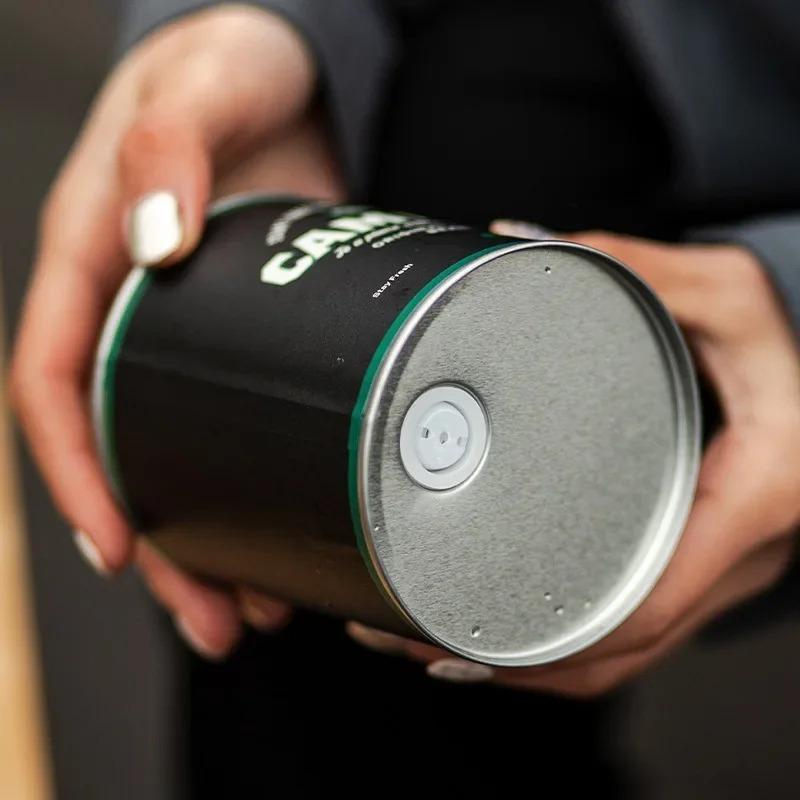 150g/200g Portable Coffee Bean Sealed Jar Camping Tinplate Box Storage Jar Food Grade Fresh-keeping Breathable Iron Jar