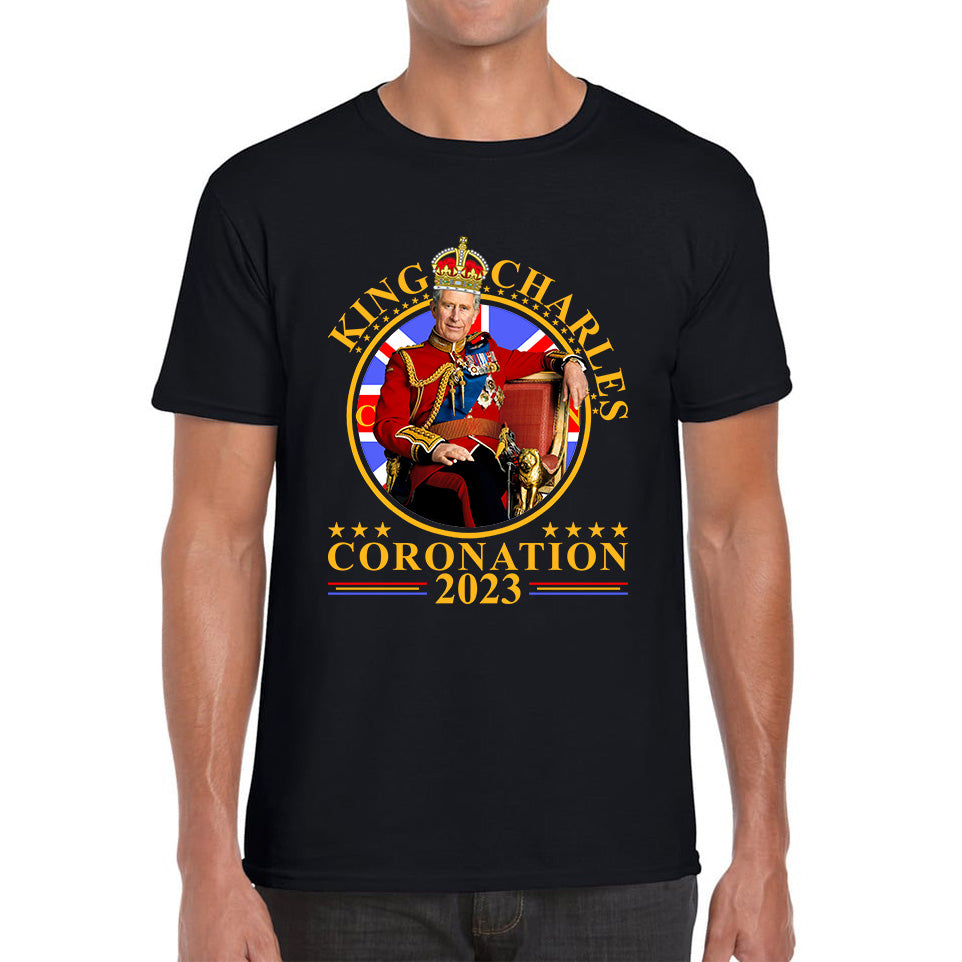 King Charles III Coronation 2023 Ruling Monarch Of England United Kingdom Royal Crown Mens Tee Top S