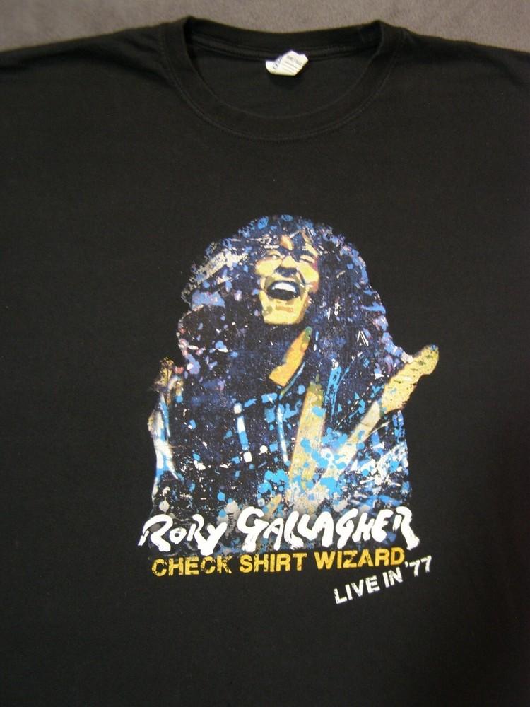 

Rory Gallagher Concert Tour TShirt Check Shirt Wizard Live in 77 Unisex T-Shirt M