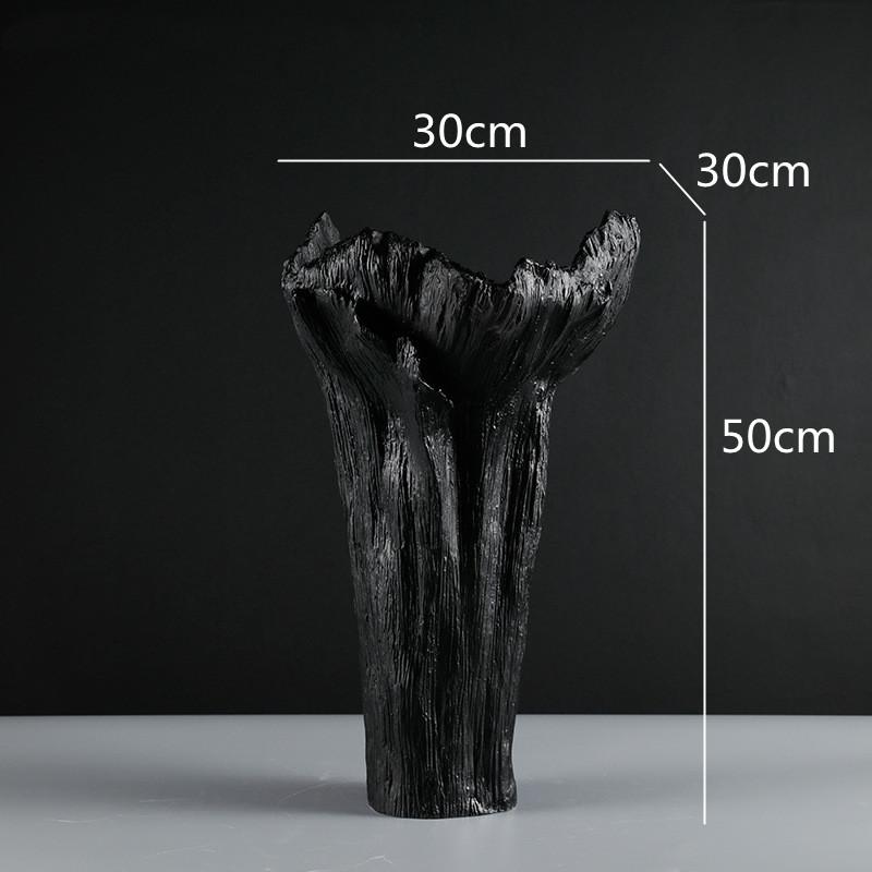 Resin Vase Irregular Shape Flowers Black and White Flower Vase Resin Handicraft Ornaments Flower Arrangement Accessories