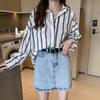 Korean Chic Loose Long Sleeved Striped Shirt for Women In Spring and Summer Slim and Medium Length Shirt Jacket