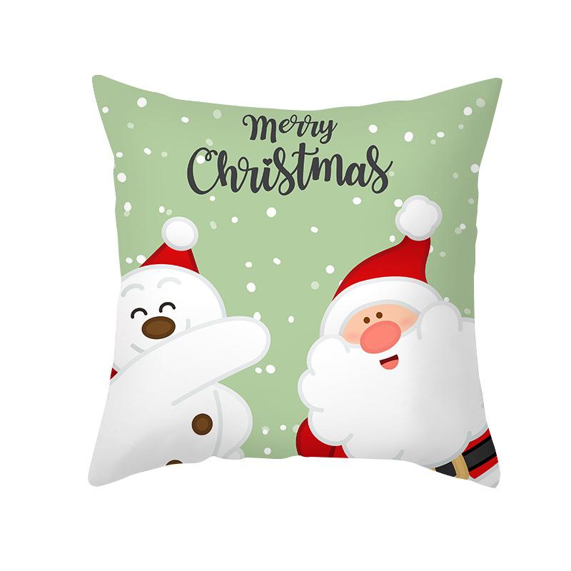 Christmas Pillow Case Wish Cartoon Print Peach Skin Christmas Pillow Home Sofa Cushion
