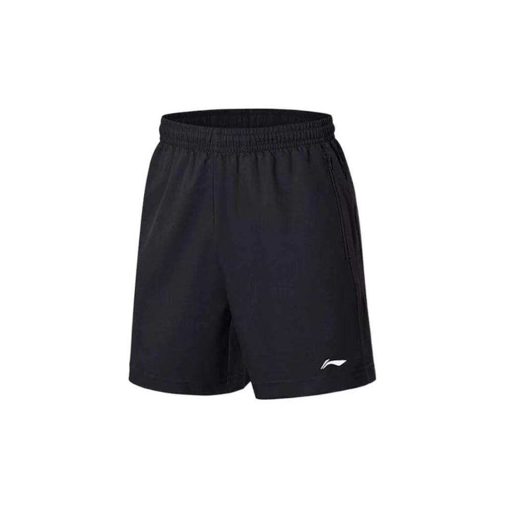 Li Ning Badminton Series Solid Color Logo Sports Straight Leg Shorts Men shorts Black AAPT549-1