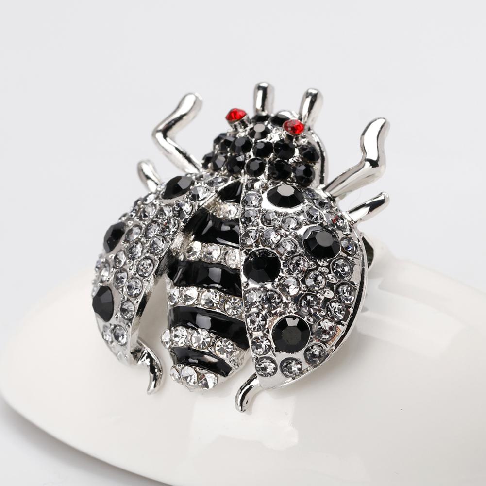 Stylish Alloy Colourful Cartoon Ladybug Brooch Cute Rhinestone Corsage T-shirt Sweater Ornament Festival Birthday Gift