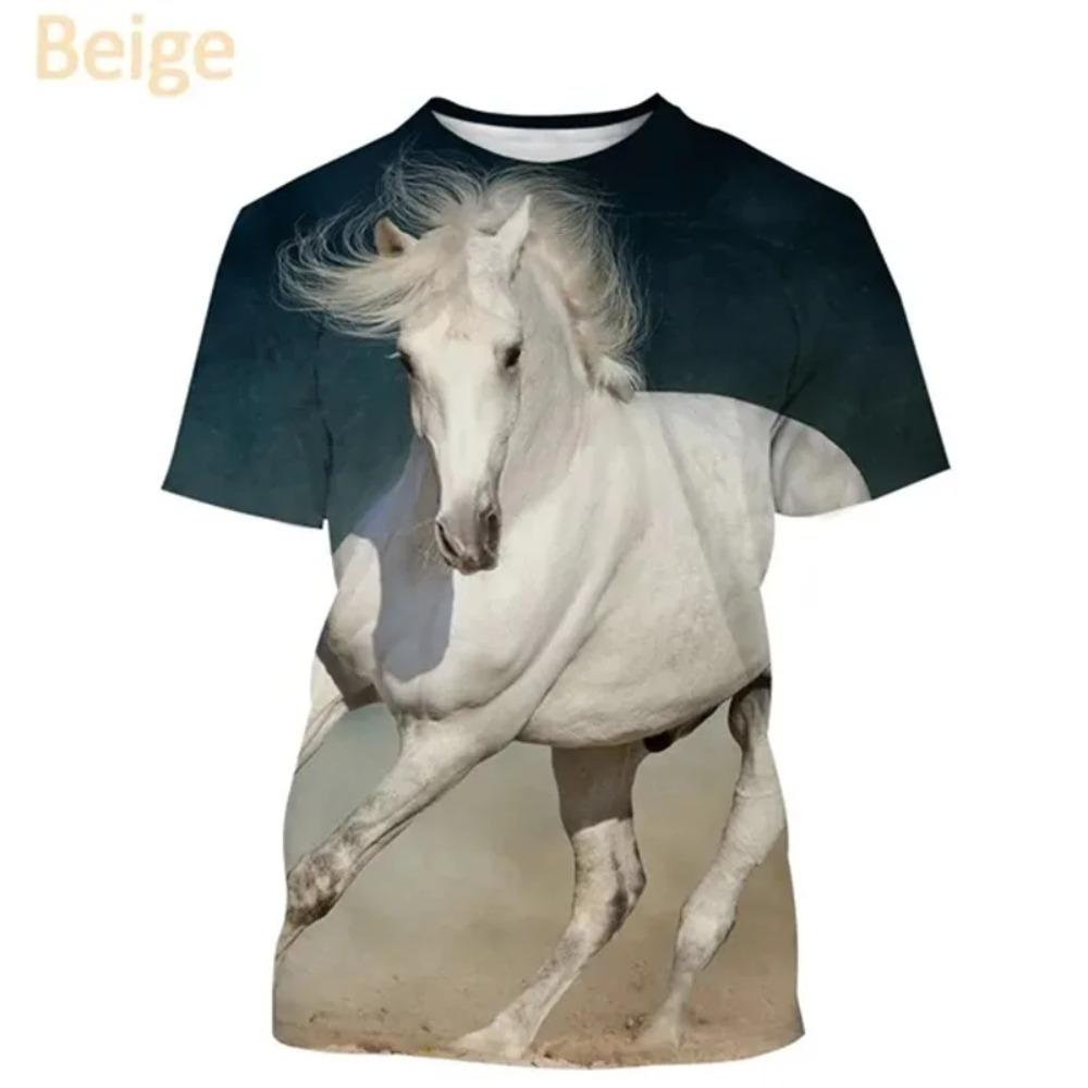 3D Print Animal Horse Graphic T-shirt For Men Women Casual Personality Mens Short Sleeve Tee Tops Streetwear Kids Animal Tshirts