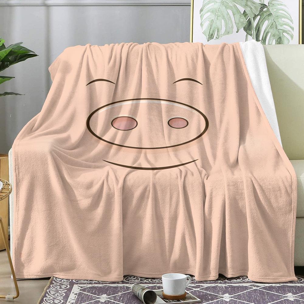Pensive Piggy Throw Soft Flannel Throw Summer AC Blanket Lightweight Cool Nap Blanket for Sofa Bed Couch Travel