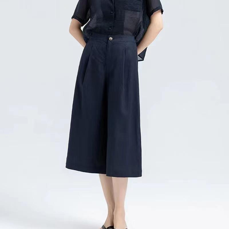 Wide Leg Pants Women Summer Loose High Waisted Versatile Slimming Seven Point Skirt Pant