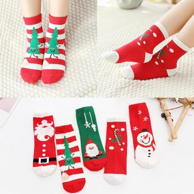 LEXUPE 5 Pair Cute Baby Kids Christmas Casual Socks Cute Unisex Socks